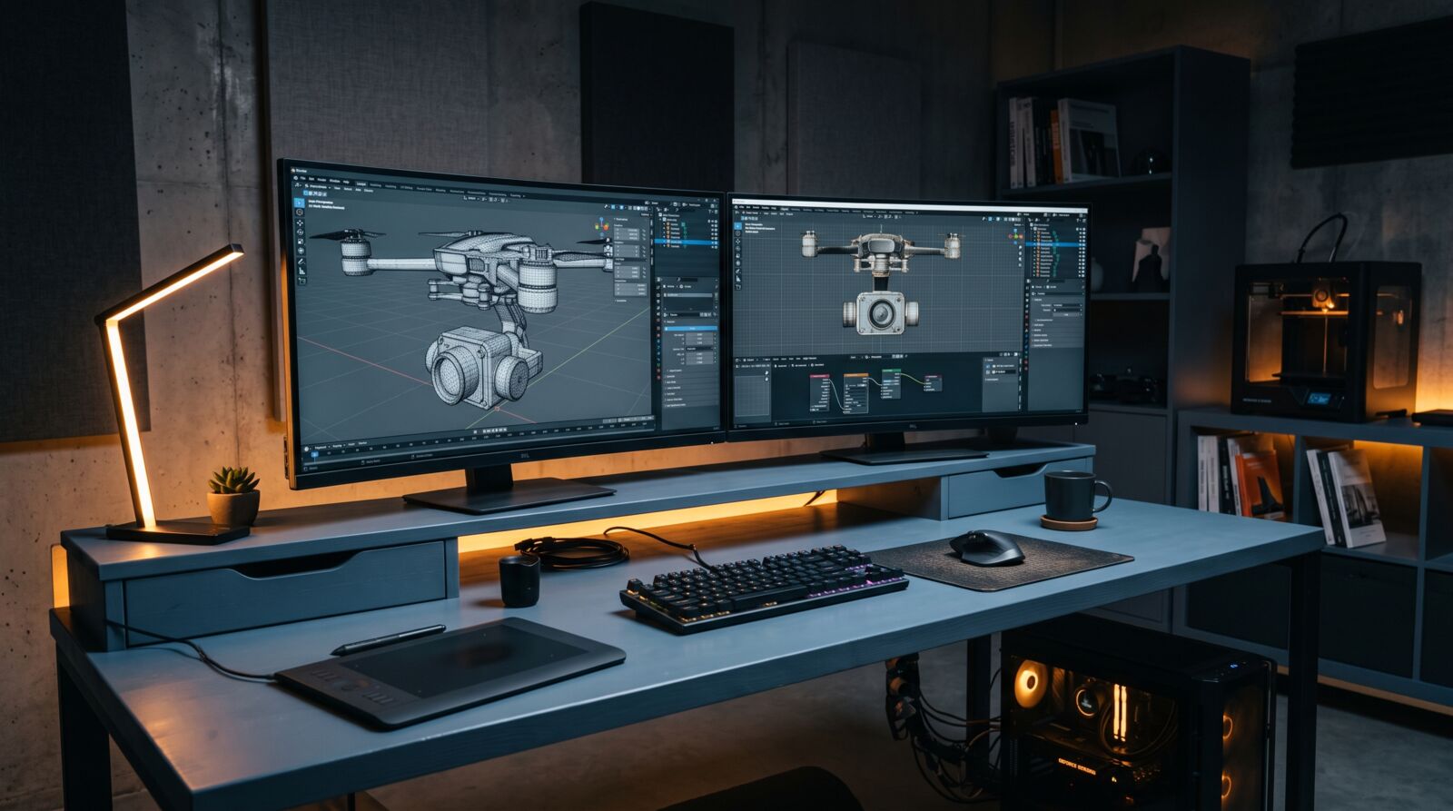 3D modeling workstation with a product model on screen